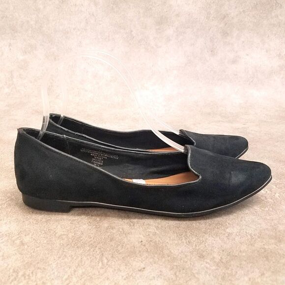 Merona Womens Size 7.5 Black Slip On Loafer Pointed Toe Flats - Picture 6 of 11